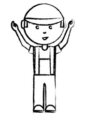 cartoon mechanic man icon