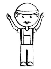 cartoon mechanic man icon