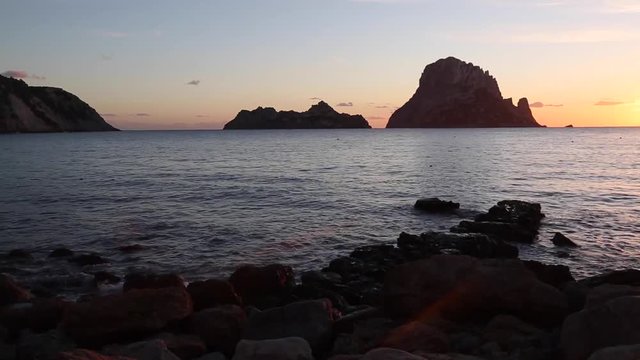 Vedra Island from Cala Hort Cove Beach, Ibiza, Spain