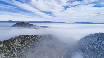 fog in the mountains, clouds and hazy weather