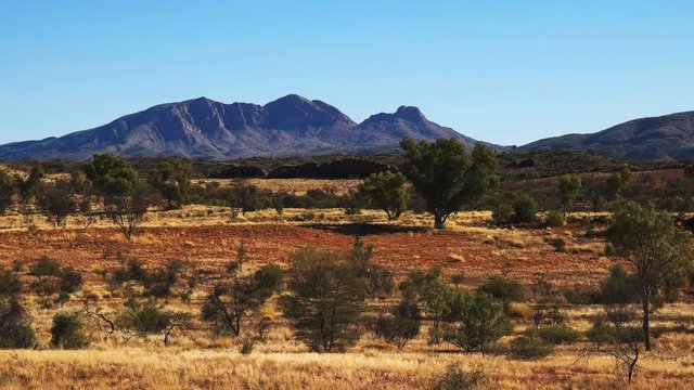 a zoom in shot of mount sonder in the west macdonnell ranges near alice springs
