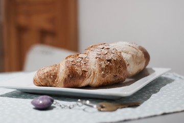 Tasty crossaint in the kitchen