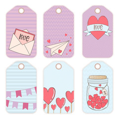 Vector design elements for a gift on Valentine's day. Gift tag.