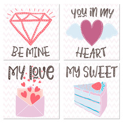 Vector design elements for a gift on Valentine's day.