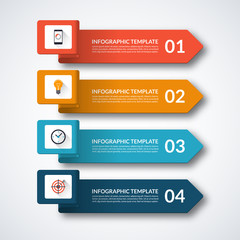 Infographic banner with 4 arrows. Can be used for workflow layout, diagram, chart, graph, web design.