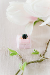 Pink ringbox with wedding ring