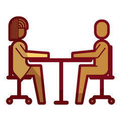 woman and man business sitting communication team vector illustration