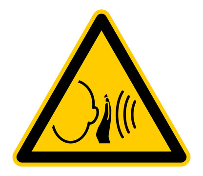 wso308 WarnSchildOrange - german - Warnzeichen: Warnung vor unvermittelt auftretendem lauten Ger&auml;usch / L&auml;rm - DIN EN ISO 7010 W038 - english - warning sign - Warning: Sudden loud noise - bang - g5756