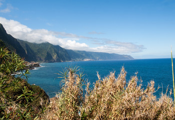 Fototapeta na wymiar View of the Northern coastline of Madeira, Portugal, in the Sao Vicente area