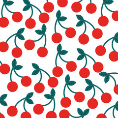 cherry tasty fruit seamless pattern vector illustration