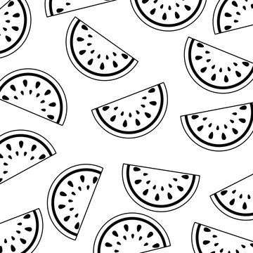 seamless pattern watermelon fruit fresh food vector illustration thin line image