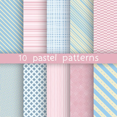 10 geometrical seamless patterns, Pattern Swatches, vector
