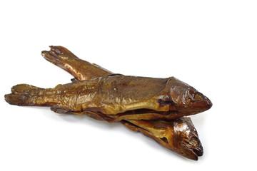  smoked trout on whitw background