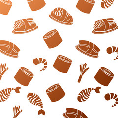 seamless pattern healthy food chinese sushi vector illustration