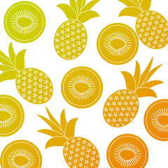 seamless pattern fruit pineapple and kiwi fresh vector illustration