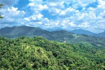 Beautiful scenery of the panorama of the mountains in Sri Lanka