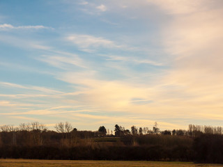 Obraz na płótnie Canvas blue countryside sky with trees horizon empty space nature