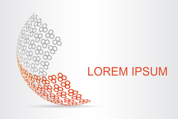 Logo stylized spherical surface with abstract shapes