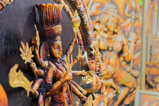 Clay made Goddess Durga, terracotta handicrafts on display