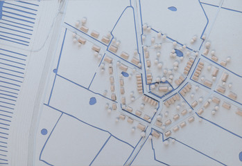 Stadt Land Dorf Planung Architektur Konzept einer Siedlung als Modell 