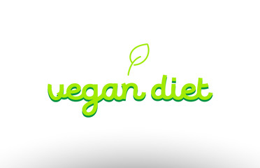 vegan diet word concept with green leaf logo icon company design