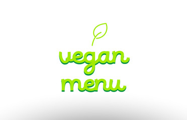 vegan menu word concept with green leaf logo icon company design