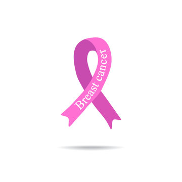 Cancer Ribbon. Breast cancer. Pink ribbon. International Day of cancer. World Cancer Day. Vector illustration on isolated background.