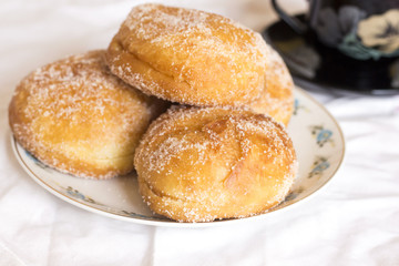 homemade arabic donut with apricot jam