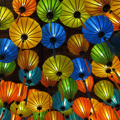 Fototapeta na wymiar Asian Hanging Paper Lanterns
