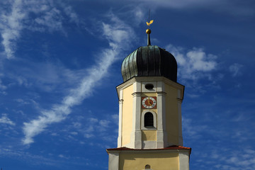 Kirchturmspitze von Villersbronn, Bayern, Deutschland