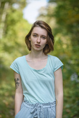 Fototapeta premium Portrait of beautiful sensual woman with freckles.