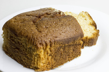 Homemade cake on white background