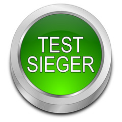 Test Winner button - in german - 3D illustration