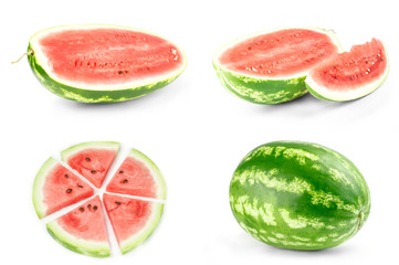 Collage of Watermelon isolated on a white background with clipping path