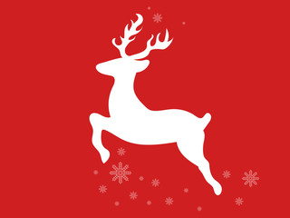 Icon of a forest deer on a red background. New Year's (Christmas) card