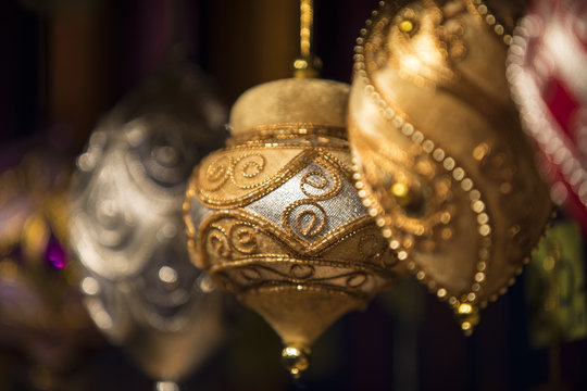Festive christmas ball ornaments - colorful advent decoration with vivid details