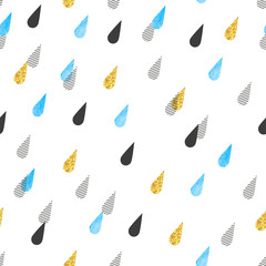 Seamless vector pattern with rain drops. 