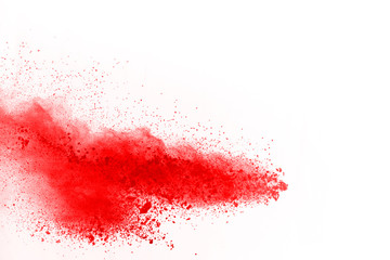 abstract powder splatted background. Red powder explosion on black background. Colored cloud....