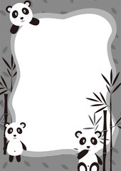 Cute Panda Frame Vector