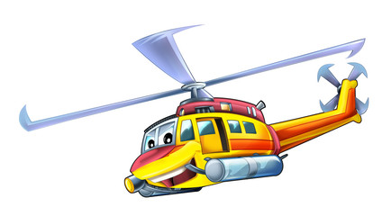 Cartoon plane - helicopter - illustration for children