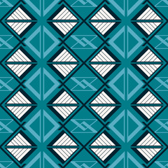 Seamless blue and white geometric pattern with triangles