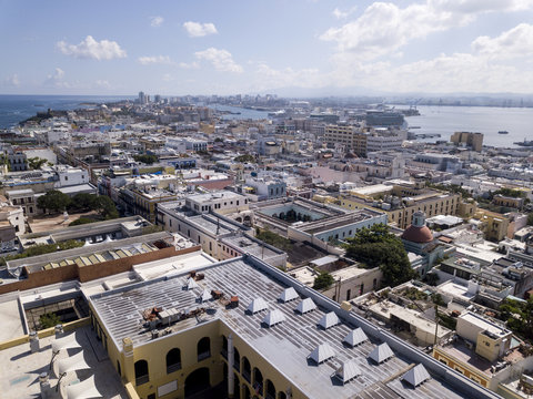 Aerial view of the old city of San Juan, Puerto Rico.