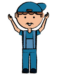 cartoon mechanic man icon