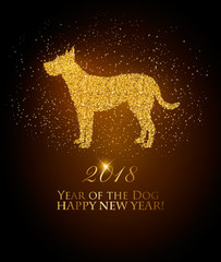 Happy New Year 2018 background. Year of the Dog concept. Vector
