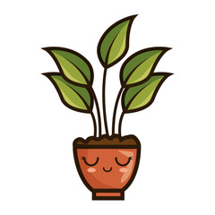 house plant in pot kawaii character