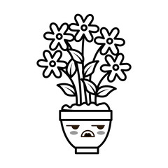 house plant in pot kawaii character