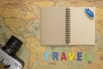 Travel planning concept top view.