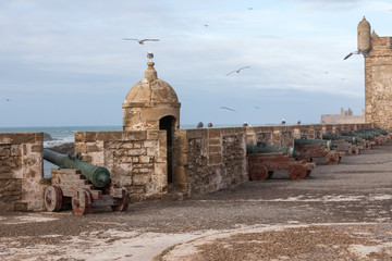 Sqala du Port, a defensive tower at the fishing port of Essaouira, Morocco
