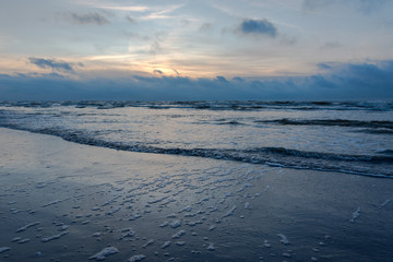 Sunset time by Baltic sea, Liepaja, Latvia.
