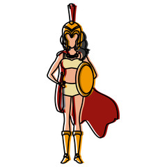 Beautiful woman medieval warrior icon vector illustration graphic design